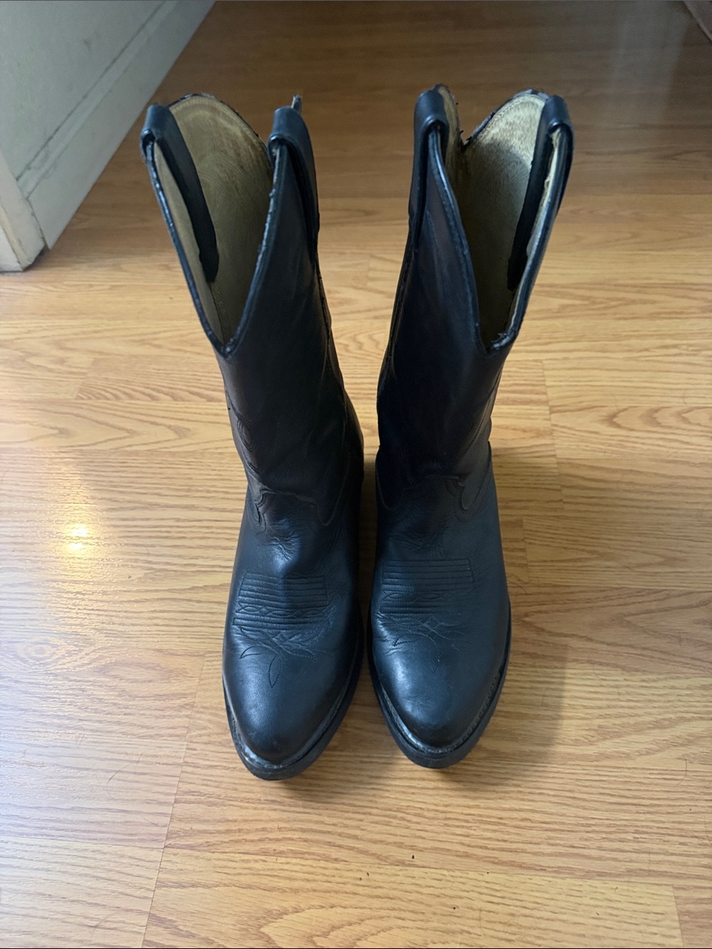 Durango Black Leather Western Ankle Boots